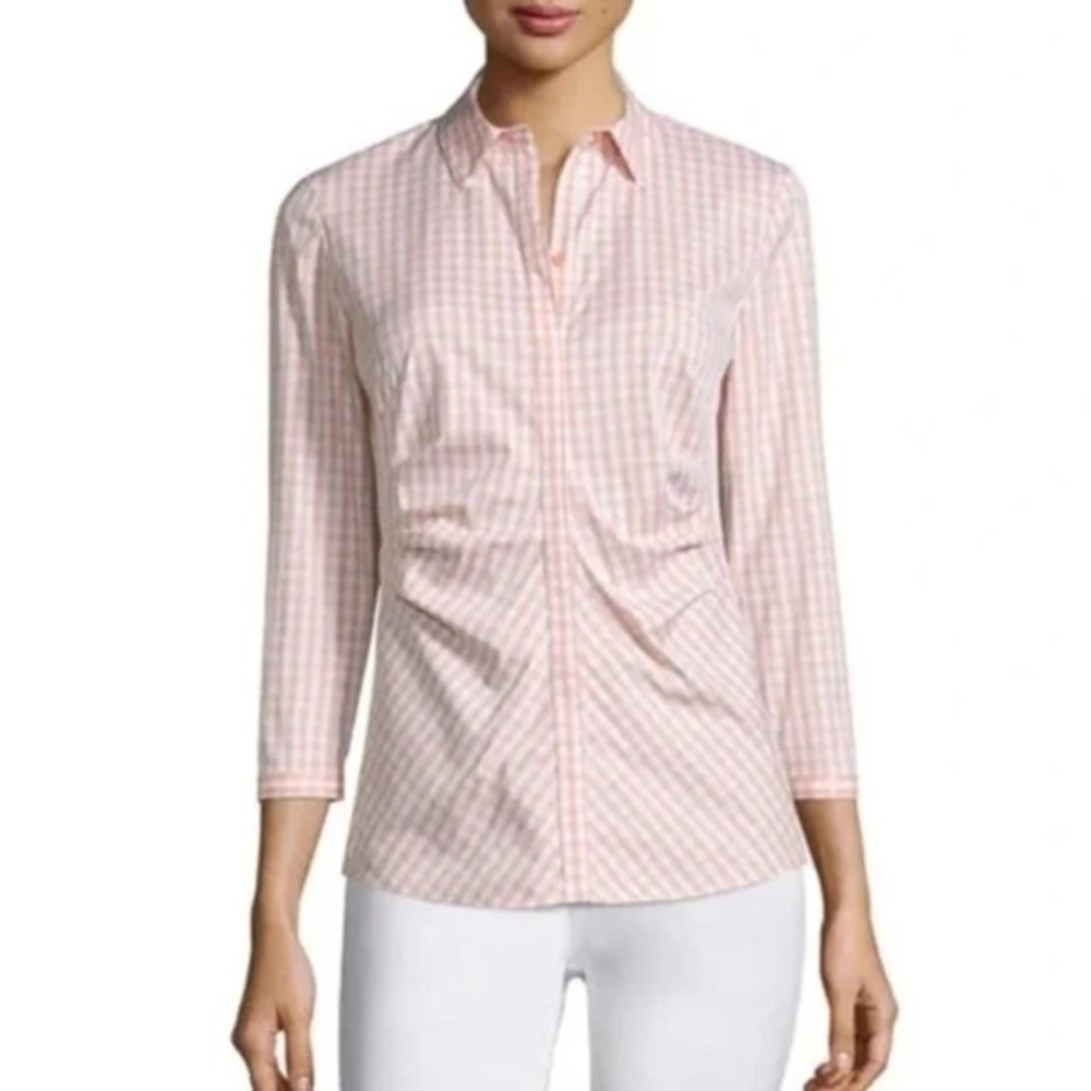 NWOT Lafayette 148 Gingham Blouse, Size 18